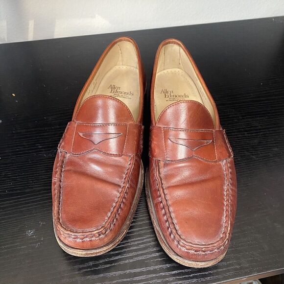 Allen Edmonds Hanover Brown Leather Moc Toe Penny Loafer Dress Shoe Mens US 10 B - Picture 3 of 12